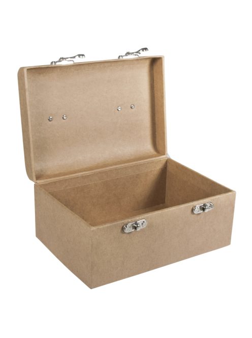 Papírmasé bőrönd, 19x13x9cm, fémfogantyúval és zárral