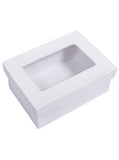 Papírmasé ajándékdoboz, fehér, 10,5x7,7x4,4cm