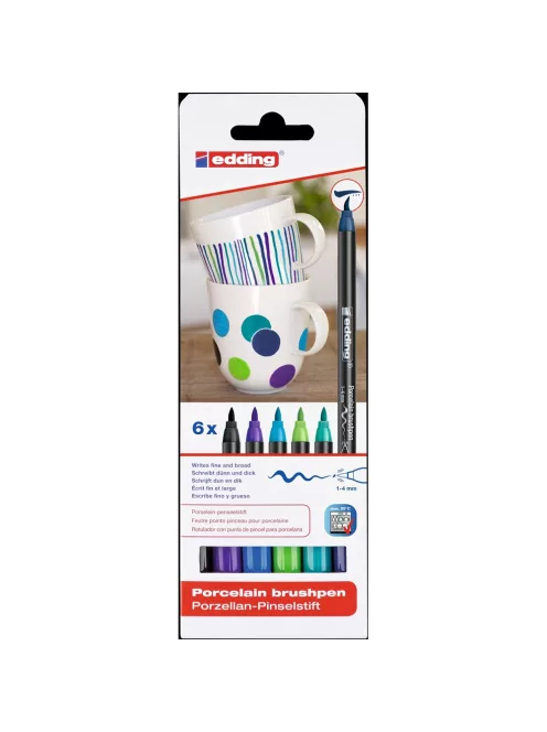 Ecsetirón porcelán marker 1-4mm, kerek Edding 4600/6, 6 cool klf.szín