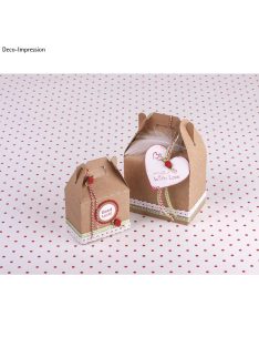   Ajándékdoboz fogantyúval, élelmiszerhez is használható 7, 1x4, 3x4,2 cm, 4 db