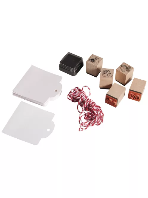 Mini fa bélyegzőkészlet- Friss gyümölcsök, 5 db2x2x2,5cm