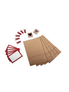   Ajándéktasak-készlet, tasakok+matricák+csipeszek+bélyegző