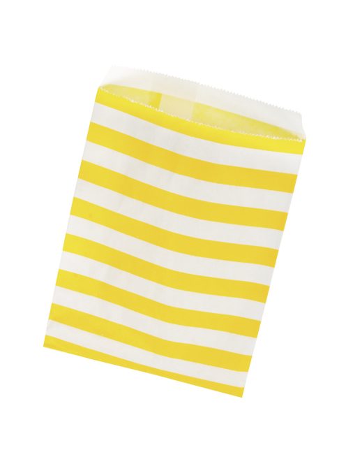 Papírzacskó élelmiszerhez is, 12,9x16,8 cm, fehér/sárga csíkos, 25 db