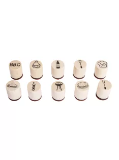 Mini bélyegzőkészlet BBQ, 2cm átm.,2,5cm, Box 10 db