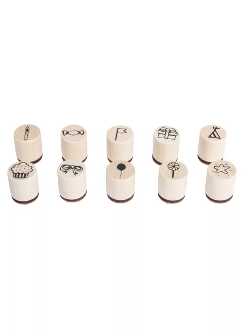 Mini bélyegzőkészlet Celebrate, 2cm átm.,2,5cm, Box 10 db