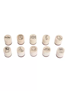 Mini bélyegzőkészlet Plan, 2cm átm.,2,5cm, Box 10 db