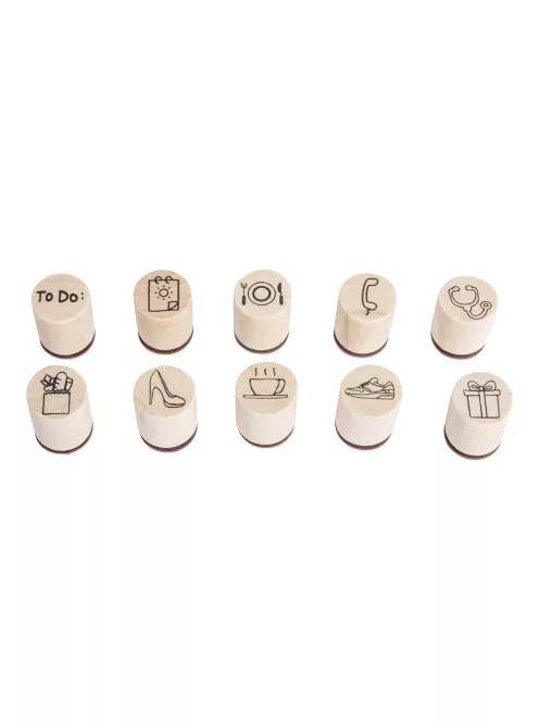 Mini bélyegzőkészlet Plan, 2cm átm.,2,5cm, Box 10 db