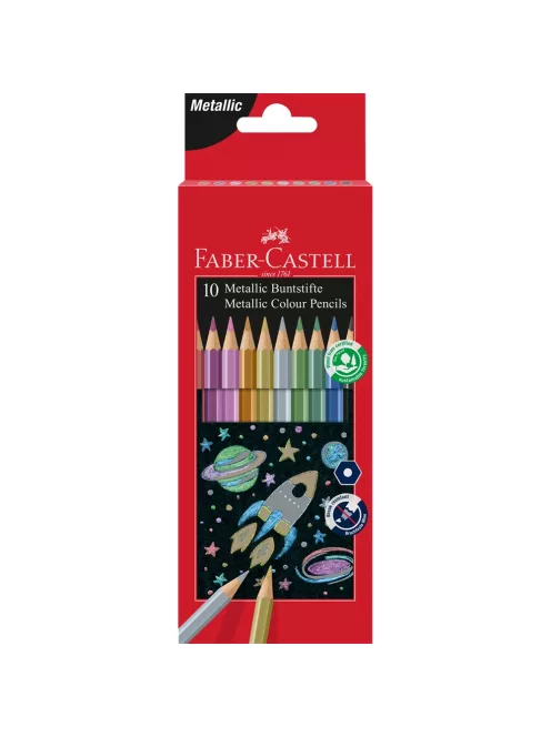 Színes ceruza készlet hatszögletű metál Faber-Castell 10klf. szín