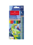 Színes ceruza készlet hatszögletű DINOSZAURUSZ + matrica Faber-Castell 10+3klf. szín
