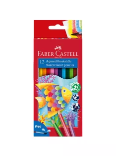   Színes ceruza készlet hatszögletű akvarell + ecset Faber-Castell 12klf. szín