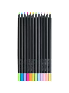   Színes ceruza készlet háromszögletű BLACK EDITION Faber-Castell neon+pasztell fekete test 12klf. szín