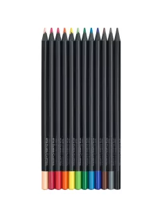   Színes ceruza készlet háromszögletű BLACK EDITION Faber-Castell fekete test 12klf. szín