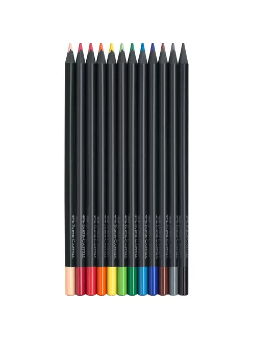 Színes ceruza készlet háromszögletű BLACK EDITION Faber-Castell fekete test 12klf. szín