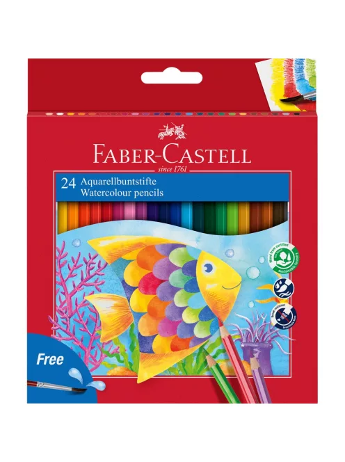 Színes ceruza készlet hatszögletű akvarell + ecset Faber-Castell 24klf. szín
