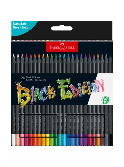 Színes ceruza készlet háromszögletű BLACK EDITION Faber-Castell fekete test 24klf. szín