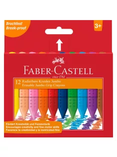   Zsírkréta készlet háromszögletű radírozható GRIP Jumbo Faber-Castell 12klf. szín