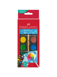   Vízfesték készlet 24mm-es festék gombokkal + ecset Faber-Castell 12klf. szín