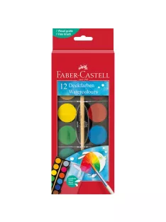   Vízfesték készlet 30mm-es festék gombokkal + ecset Faber-Castell 12klf. szín