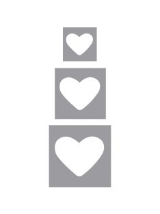 Mintalyukasztó készlet: szívek, 1,6cm+2,54cm+3,81cm, 3 db