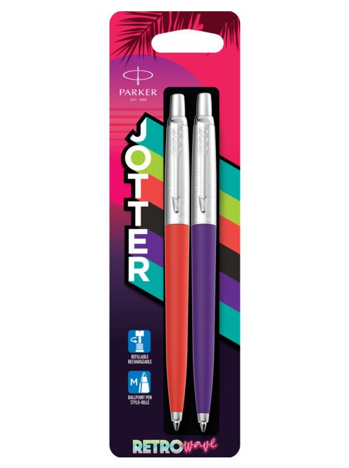 PARKER ROYAL JOTTER 
RETRO WAVE '80s GOLYÓSTOLL , PIROS/LILA, EZÜST KLIPSZ 2186314