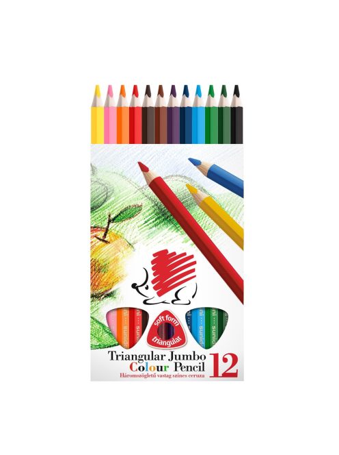 Színes ceruza készlet, háromszögletű vastag Süni Ico 12 klf. szín 