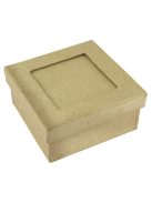Papírmasé paszpartus doboz, 9x9x4 cm, négyzet