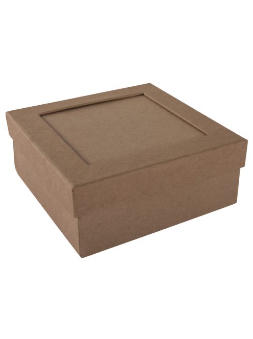 Papírmasé paszpartus doboz, 12x12x5 cm, négyzet