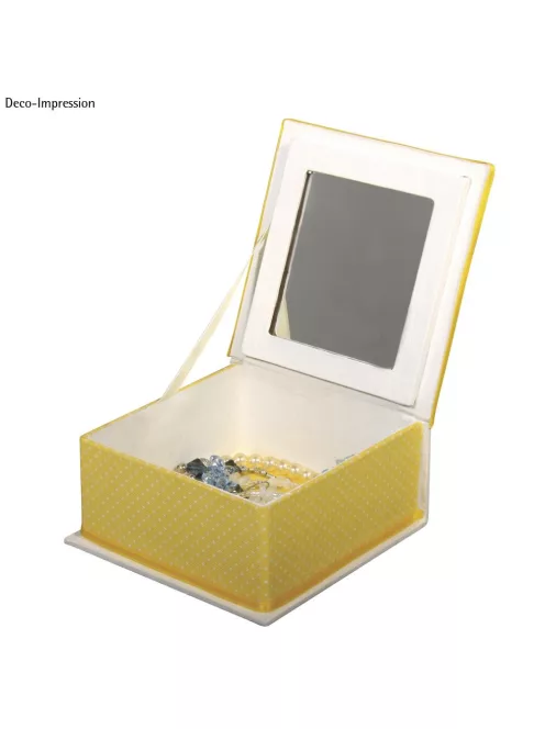 Papírmasé ékszerdoboz, 9,5x9,5x4,5 cm, tükörrel, négyzet