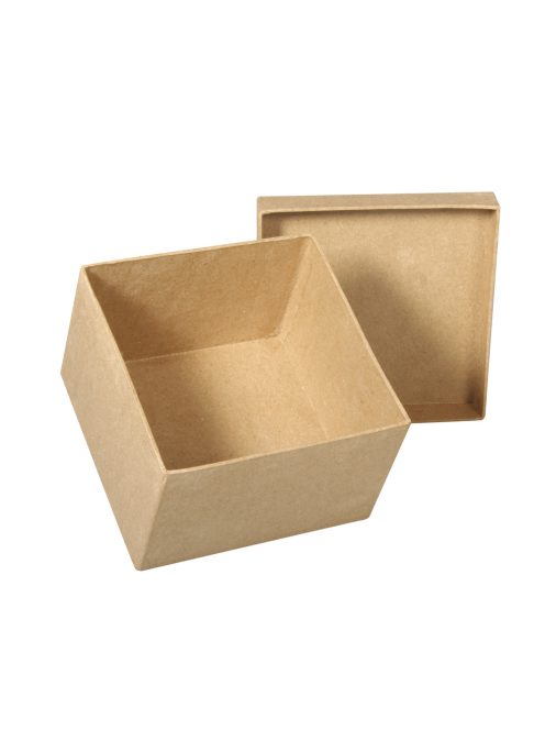 Papírmasé doboz, 12,5x12,5x8 cm, négyzetes