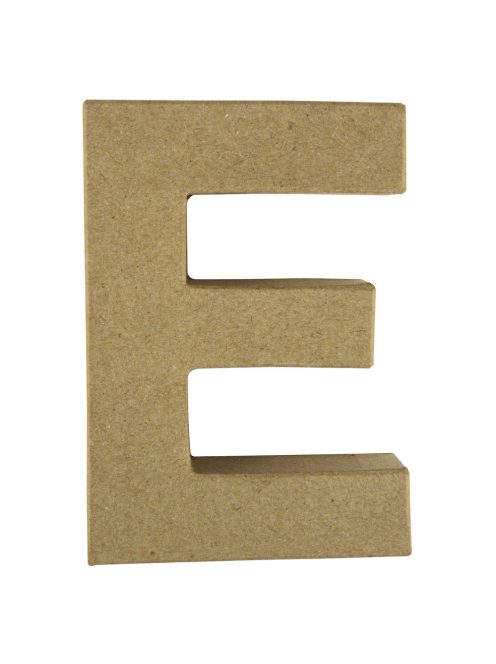 Papírmasé betű E, 15x10,5x3 cm