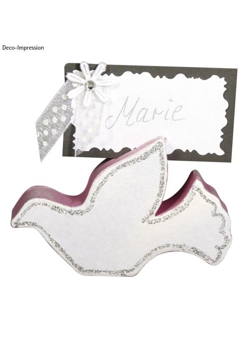 Papírmasé kártyatartó, galambok, 8x1,5x5 cm, készlet 4 db