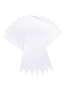 Papírgirland háromszögzászló, fehér, 14,5x20 cm, 14 db