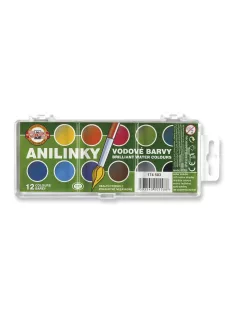   Vízfesték készlet, 12db-os, 22,5mm. festékgombokkal Brillant Anilinky Koh-I-Noor