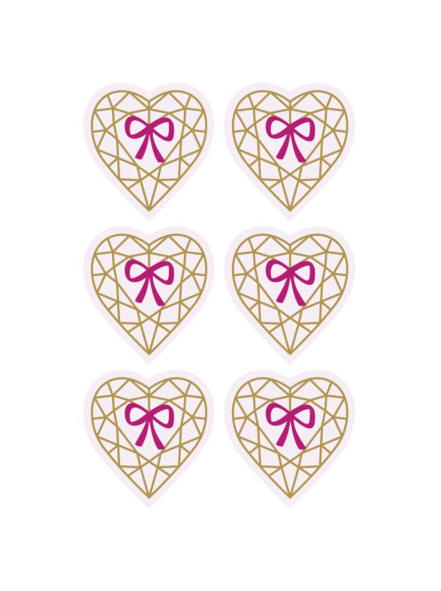 3D papírkiegészítők: Romantic Love, rózsaszín, 3,9x4,1cm, öntapadó, 6 db