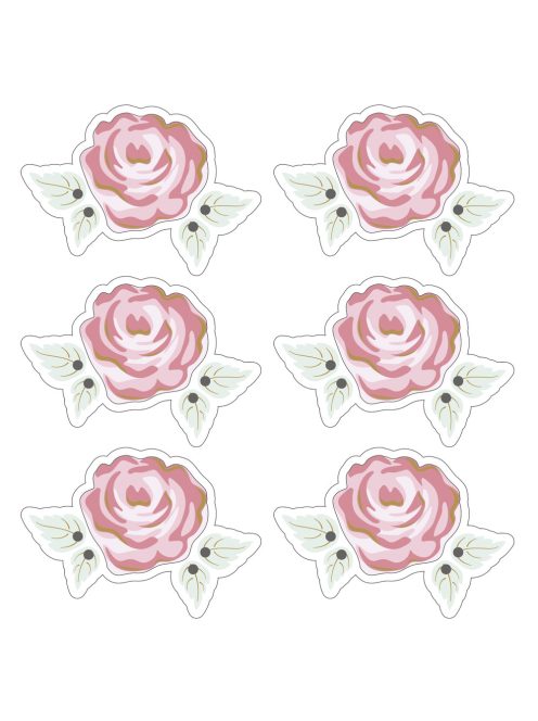 3D papírkiegészítők: Romantic rózsa, fehér, 4,7x3,2cm, öntapadó, 6 db