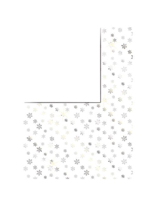 Mintás karton hópelyhek, 213x310mm, ezüstfóliával, 190 g/m2