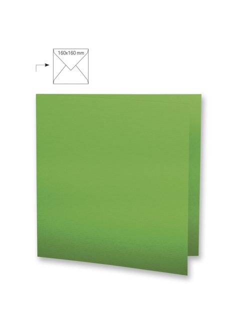 Üdvözlőkártya négyzet alakú,dupla,uni, örökzöld, 150x300mm, 220g/m2