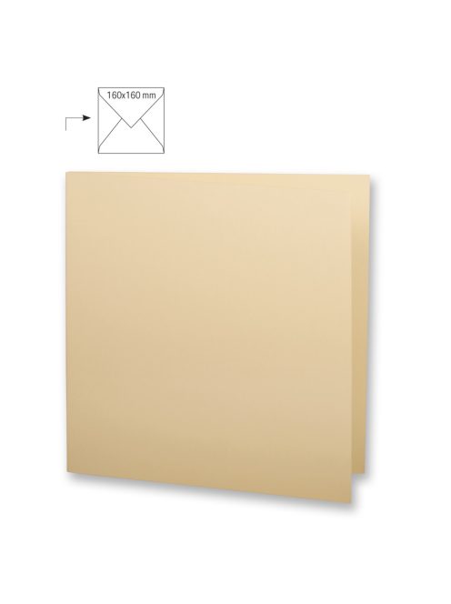 Üdvözlőkártya négyzet alakú,dupla,uni, bézsszínű, 150x300mm, 220g/m2