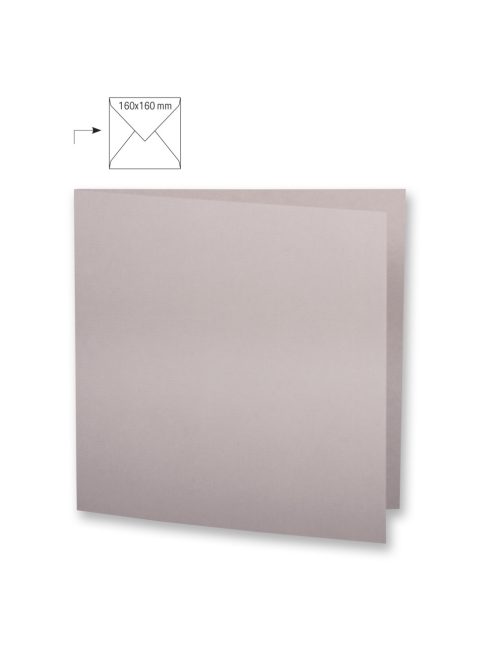 Üdvözlőkártya négyzet alakú,dupla,uni, szürkésbarna, 150x300mm, 220g/m2