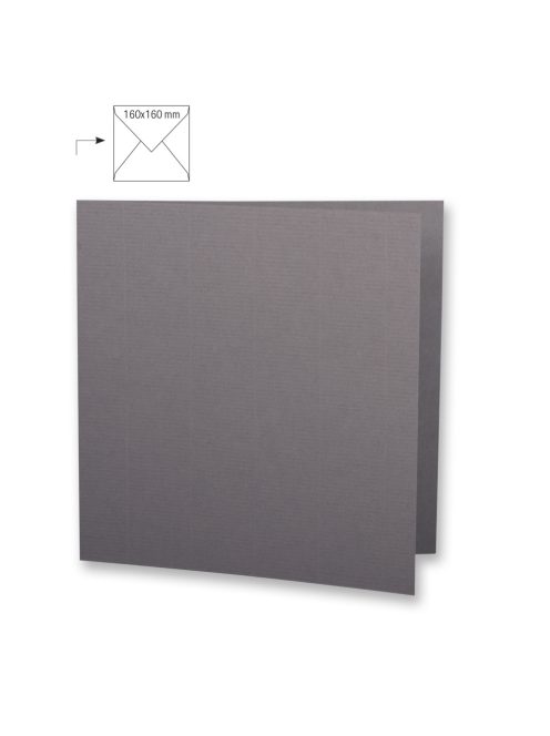 Üdvözlőkártya négyzet alakú,dupla,uni, sötétszürke, 150x300mm, 220g/m2