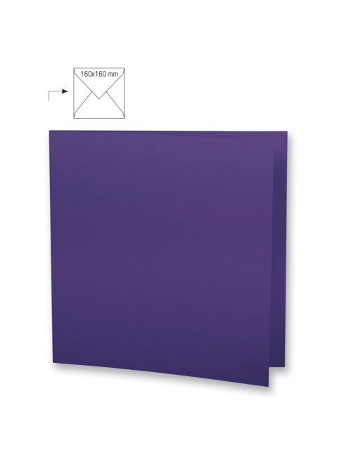 Üdvözlőkártya négyzet alakú,dupla,uni, lila, 150x300mm, 220g/m2, 5 db/csomag