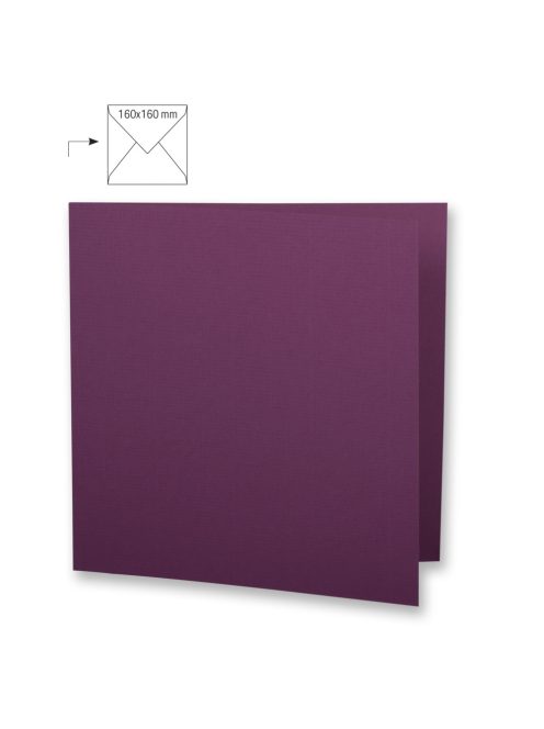 Üdvözlőkártya négyzet alakú,dupla,uni, purple velvet, 150x300mm, 220g/m2, 5 db/csomag