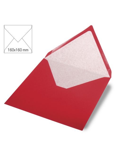 Boríték négyzet alakú, uni, vörös, 160x160mm, 90g/m2