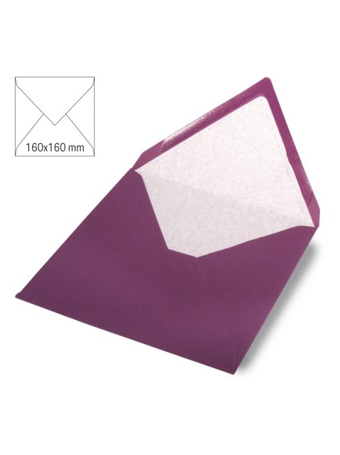 Boríték négyzet alakú, uni, purple velvet, 160x160mm, 90g/m2, 5 db/csomag