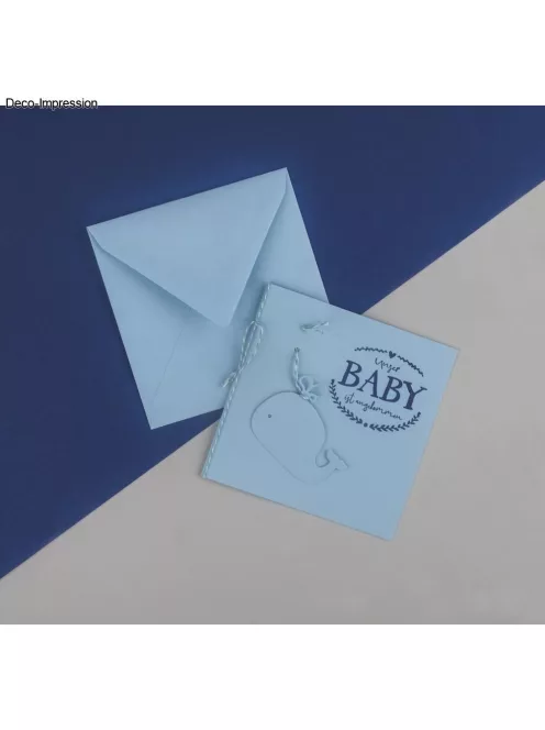 Boríték négyzet alakú, uni, babakék, 160x160mm, 90g/m2, 5 db/csomag