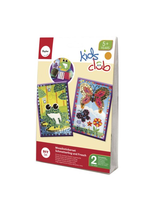 Mozaikmatrica: béka és pillangó, 12,5x20 cm, 2 lapos