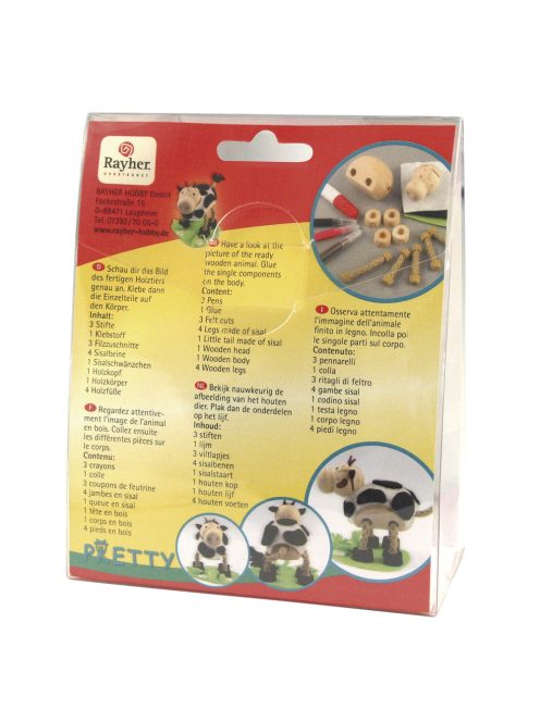 Barkácskészlet, tehén fából, 9x4x5 cm, 18 darabos