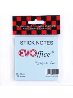   Jegyzettömb öntapadó, 75x75mm, 100lap Evoffice, pastell kék