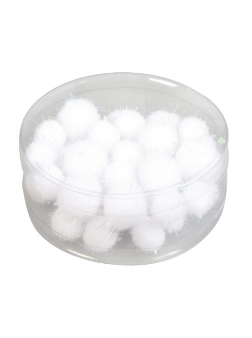 Pomponok átm. 1,5+2cm, irizáló, PVC-Box 36 db