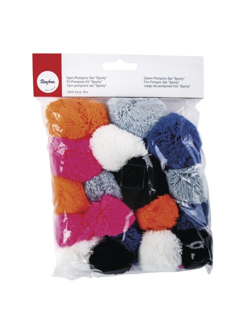Fonalpompon készlet "Sporty", 3,8+5cm átm., vegyes szín és méret, 18 db